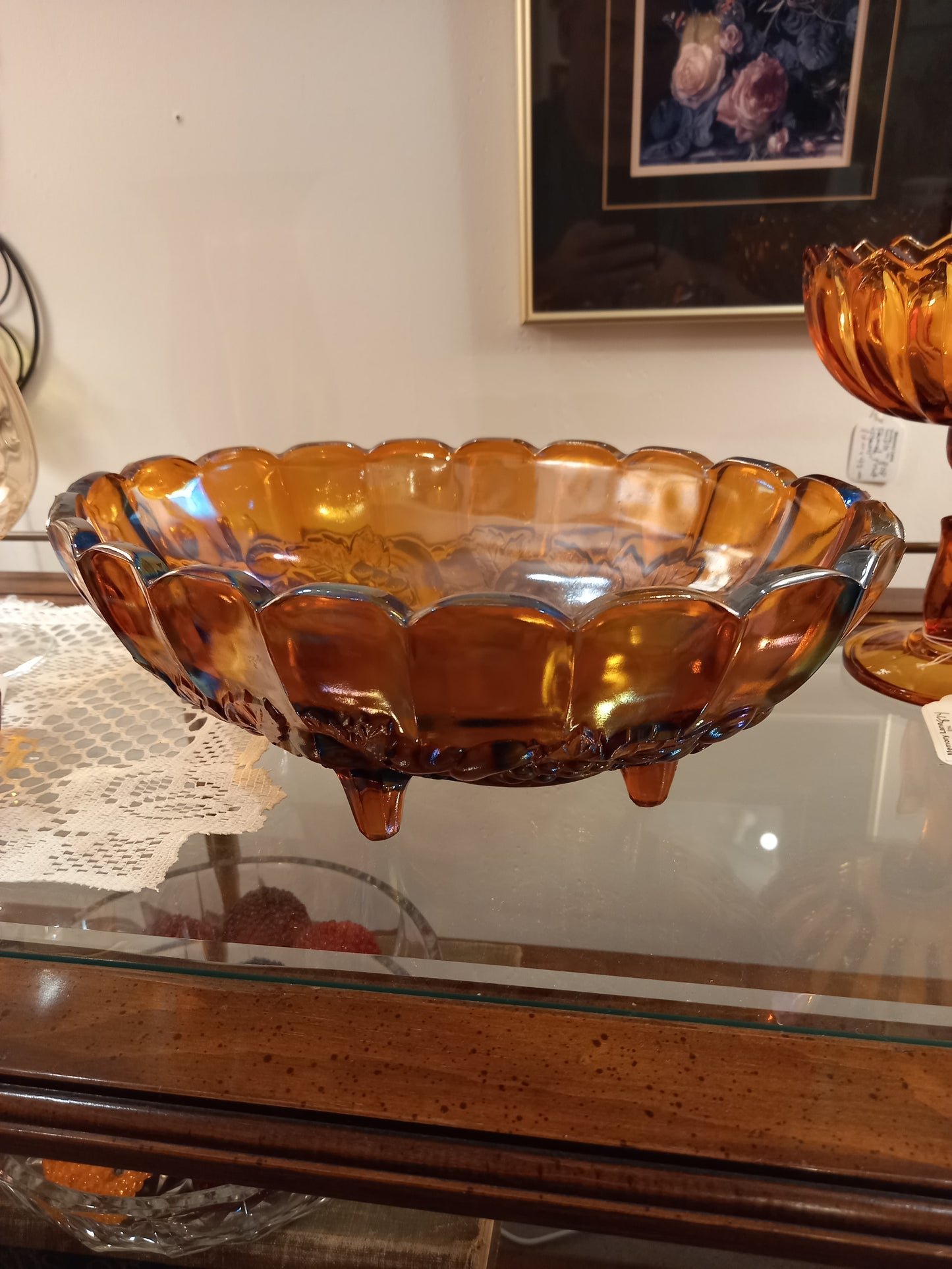 Carnival Amber Glass Oblong Dish, Vintage