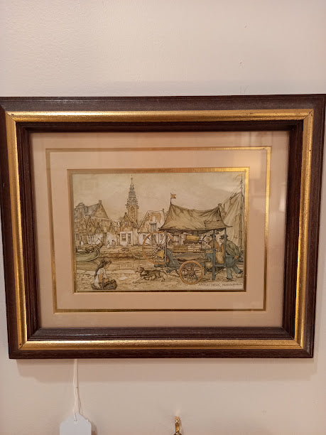 Vintage Framed Anton Pieck Print, 12"x 10"