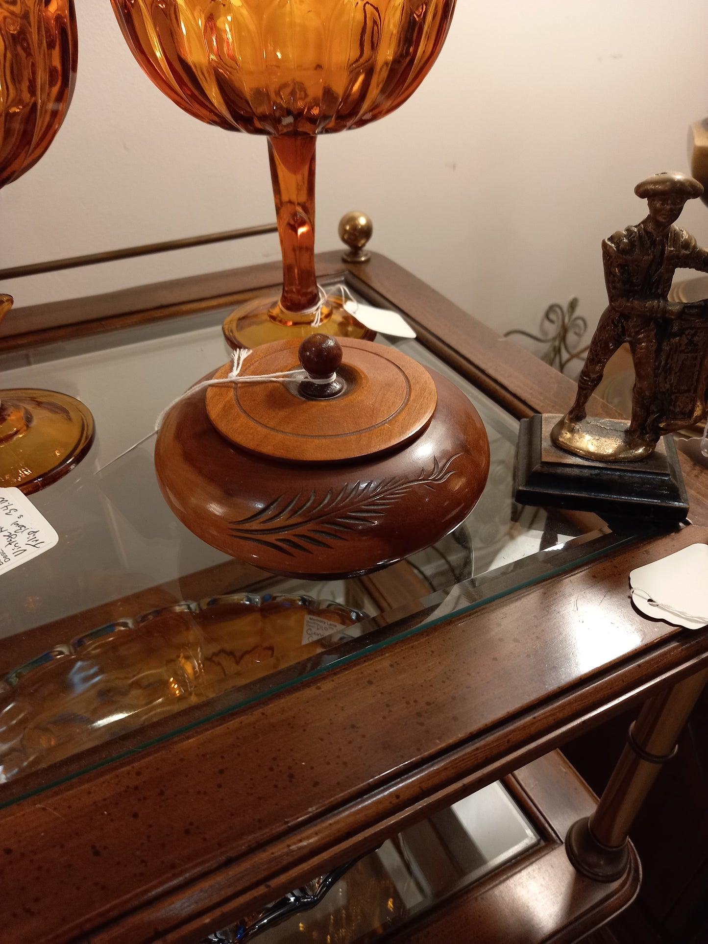 Solid Wood Trinket Box with Lid, Vintage