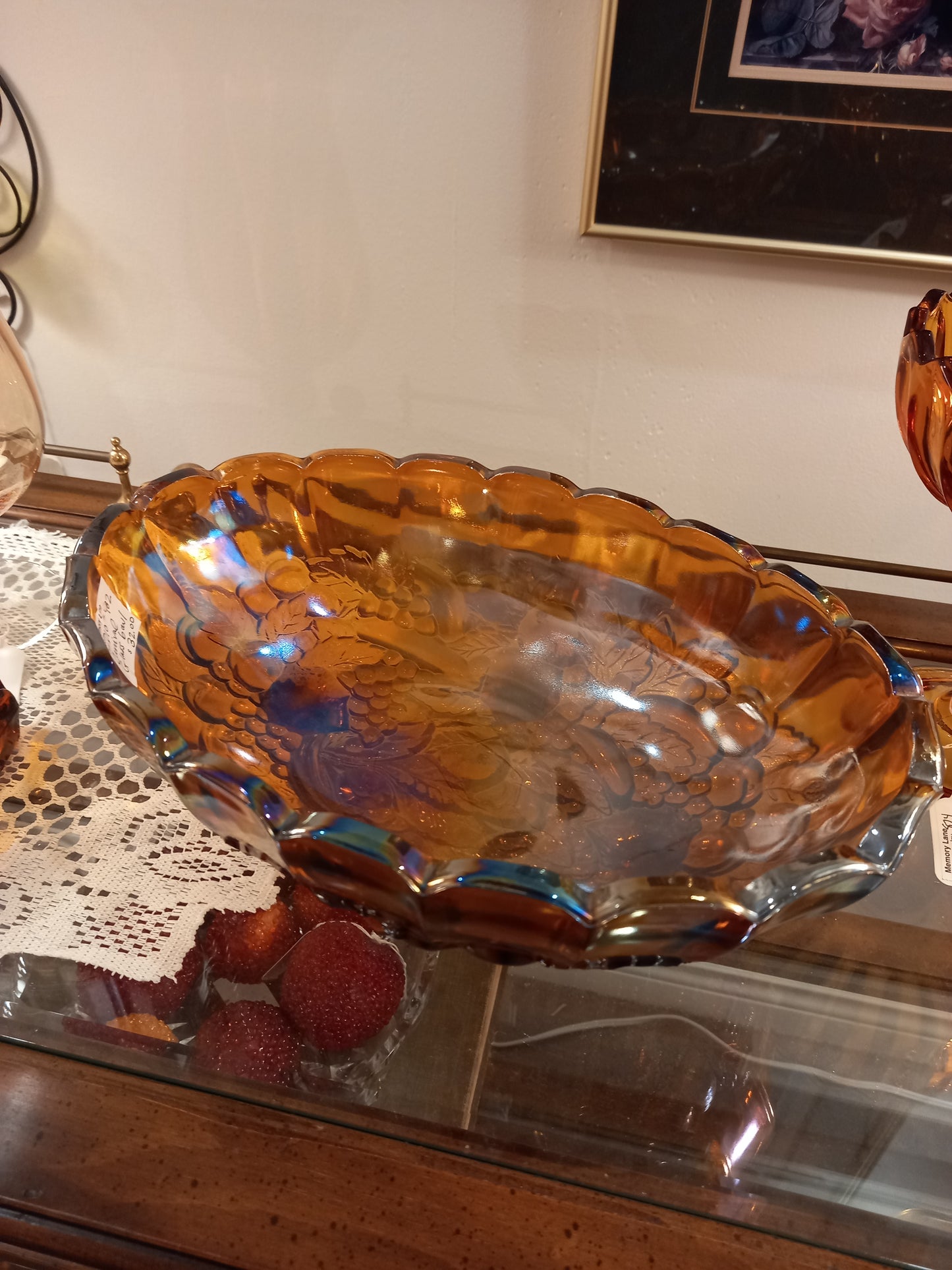 Carnival Amber Glass Oblong Dish,  Vintage