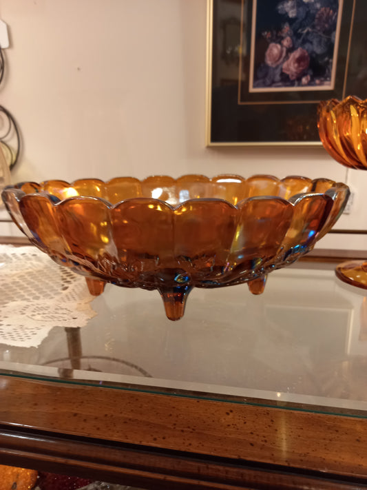 Carnival Amber Glass Oblong Dish,  Vintage